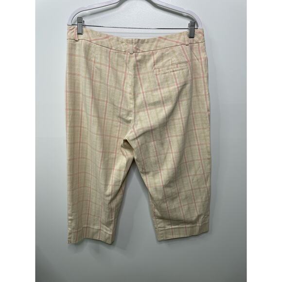 St. John's Bay Stretch Check High Rise Capri Pants Cream Golf Country Club 16 - Picture 2 of 9